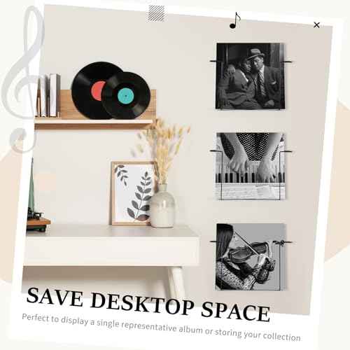 4 Pcs Vinyl Record Shelf Wall Mount,12 Inch Metal Wire Wall Mounted Vinyl Record Storage, floating Shelve, suitable for Bedroom, Living Room (Black)