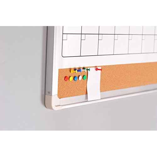 Whiteboard Calendar Dry Erase for Wall - 24 x 18 in White Board Planner Monthly Magnetic with 1 Eraser, 4 Dry Wipe Markers, 4 Magnets and 10 Thumb Tacks - Wall Hanging Marker Board Month Calendar