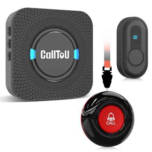 CallToU Wireless Caregiver Pager with 2 Call Button ? 500FT Long Range Caregive Pager System for Elderly, Seniors, Patients ? Easy-to-Use Emergency Alert Call Button for Home Safety (CC01BL 2-1)