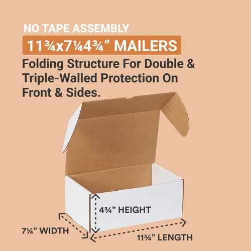 AVIDITI Shipping Boxes Medium 11.75"L x 7.25"W x 4.75"H, 25-Pack | Corrugated Cardboard Box for Packing, Moving and Storage 11 3/4x7 1/4x4 3/4