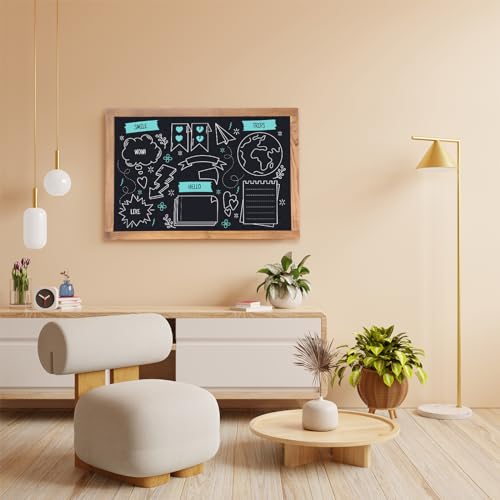 Magnetic Chalkboard for Wall Rustic Wood Framed Decorative Blackboard Sign for Kids Hanging Chalkboard for Home, Office, Restaurant 12" x 16"