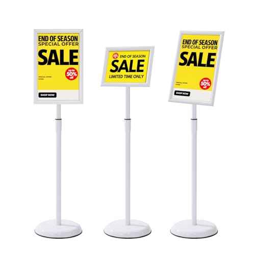 sign holder stand, floor standing sign poster stand for display, heavy duty pedestal signage stand for diplay menu advertising (White, 8.5¡¿11)