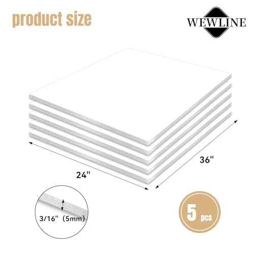 24x36 White Foam Boards (3/16" Thick), 5 Packs, Perfect for Signage, Displays, Backdrops, DIY Projects & Office Use