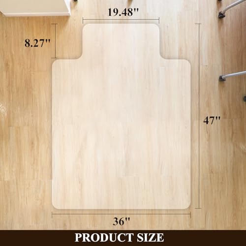 SHAREWIN Clear Office Chair Mat for Hardwood Floors 47x36 Rectangle with Lip, Heavy Duty Floor Protector