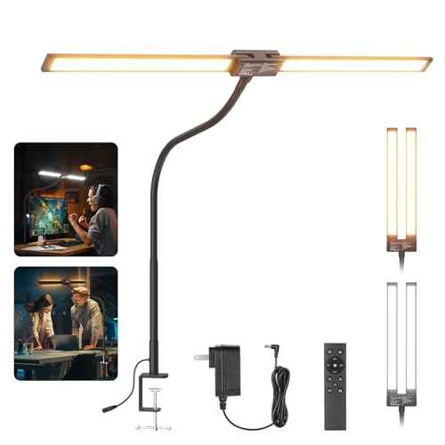 NEEWER Entry Level Version 32" LED Desk Clamp Lamp for Home Office & Dorm, 20W Dual Computer Monitor Architect Light Bar, Flexible Overhead 2200lux/Remote/5 Modes CRI80+ for Designer Drafting, N21