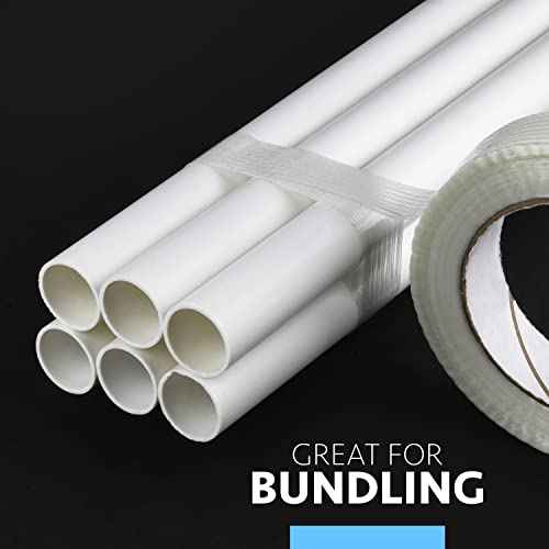 Strapping Tape 1 inch x 60 yds, (12 Pack) Fiberglass Tape Super Strong Reinforced Tear Resistant Clear Strapping Tape Holds up to 120 LB.
