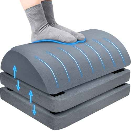 Foot Rest for Under Desk at Work with 3 Adjustable Heights Foam Under Desk Footrest with Washable Cover,Foot Stools for Office,Home and Car,Grey
