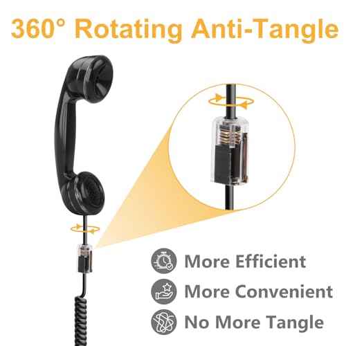 Uvital Phone Cord Detangler for Landline, Anti-Tangle Telephone Handset Cable 360 Degree Rotating Landline Swivel Cord Untangler Black (20 Pack)