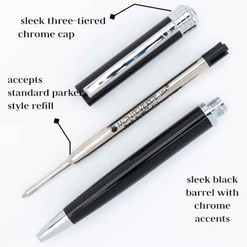 Monteverde USA Strata Fountain Pen, Ball Pen Set Black | Broad Nib | Free Gel Refill, Ink Bottle & 3 Free Cartridges