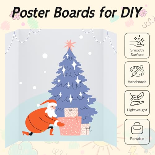 4 Pack Trifold Poster Board, 28x40 Inches White Presentation Board, Portable Display Board for Science Fair, School DIY Project and Business Exhibitions