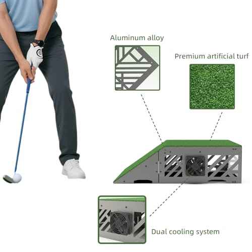 Golf Simulator Projector Enclosure, Extra-Large Floor-Standing Aluminum Alloy Protective Housing, Angled Front Shield, Transparent Window, Dual-Fan Cooling, Hinged Top, XL Fit for Short Throw Pyswex
