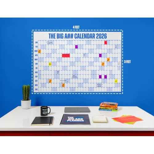 The Big A## Calendar Full-Year Wall Calendar ? 2026 Dry-Erase ? Includes 1 Marker & 100 Labels ? Lightweight, Easy to Hang Yearly Calendar ? Year at a Glance ? Plan Big Goals & Adventures ? Blue