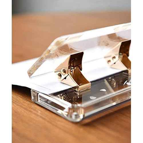 russell+hazel Acrylic Mini Hole Punch, Clear with Gold-Toned Hardware, 8.5¡± x 2.75¡± x 2.75¡±
