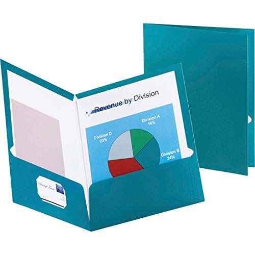 Oxford Metallic Two-Pocket Folders, Teal, Letter Size, 25 per Box (5049561)