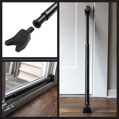 2-in-1 Home Security Bars 2-Pack - Adjustable Door Stoppers Security Bar for Hinged or Sliding Doors and Windows - Door Jammer by Stalwart (Black)
