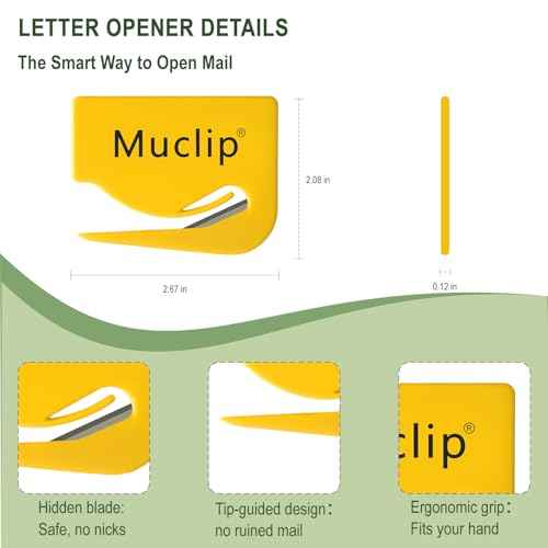 6 Pack Safety Letter Opener - Hidden Stainless Steel Blade,ABS Ergonomic Envelope Slitter Letter Opener for Mail,Envelope,Packages,Wrapping Paper,Office & Home