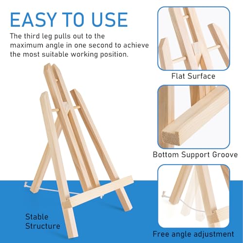 Falling in Art 12Inch Wood Easel Stand, Tabletop Display Stand A-Frame Artist Easel for Painting Canvas, Portable Photo, Picture and Sign Holder (20 Pack)