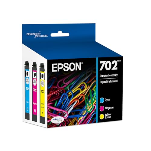 EPSON 702 DURABrite Ultra Ink Standard Capacity Color Combo Pack (T702520-S) Works with WorkForce Pro WF-3720, WF-3730, WF-3733