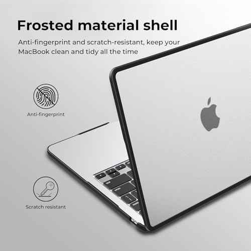 BlueSwan Anti-Cracking Hard Shell Case Compatible with MacBook Air 13 inch M4 M3 M2 2025 2024-2022 A3240 A3113 A2681, Soft TPU Bumper PC Base for Air 13.6 inch, Frosted Clear