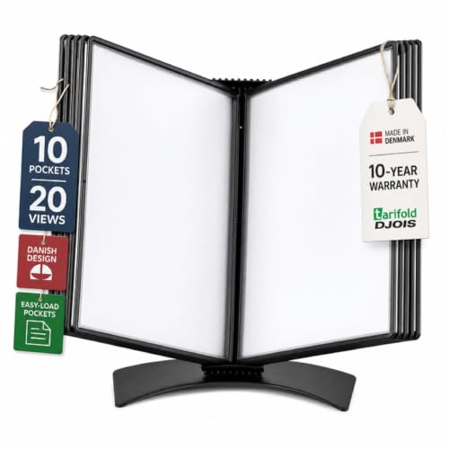 Tarifold Desktop Reference System Black - 10 Pockets, Easy-Load Design, Desk Organizer | Desktop