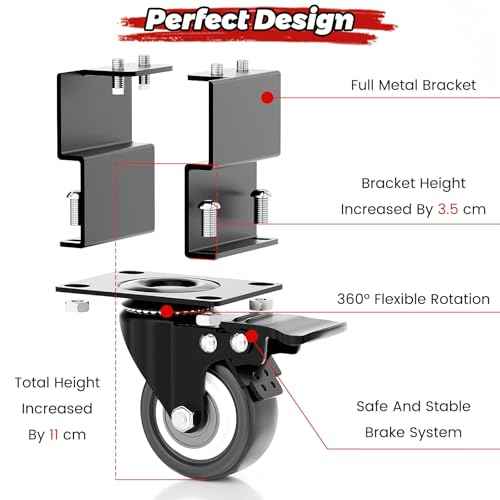 Riser Casters Compatible with Arcade1UP Infinity Table£¬360¡Æ Swivel Casters for Raising The Table Height, Heavy Duty Plate Caster- Load 200lbs(Set of 4)