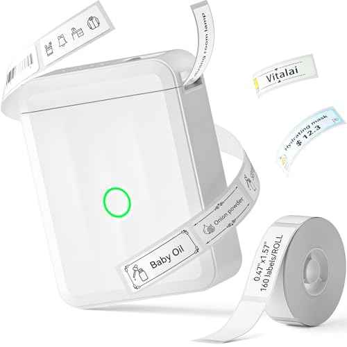 NIIMBOT D110 New Version Label Maker Machine with Tape, Handheld Bluetooth Label Printer, Mini Thermal Printer, Sticker Maker for Organizing Home Kitchen School,White