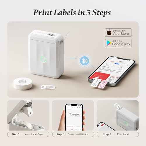 NIIMBOT Label Maker Machine Bluetooth Label Printer for School Home Office Organization, Mini Labeler D110 Label Machine with 3Rolls Labels