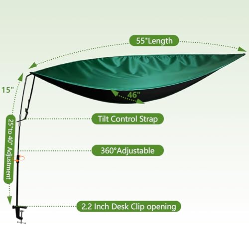Green 55-Inch Adjustable Office Desk Shade for Overhead Light Glare (CKAGF) - Fits 55IN