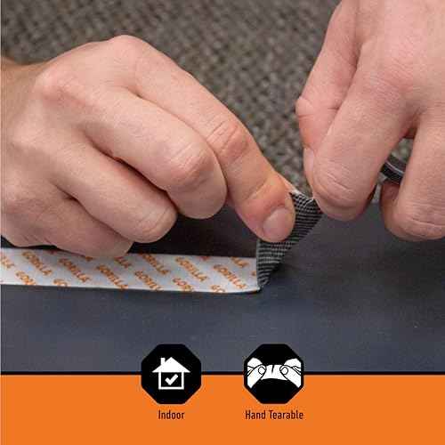 Gorilla¢ç Max Strength Mounting Tape, Double-Sided, Instant Hold, Permanent Bond with Reinforced Strength, 1 inch x 60 inches, Black (Pack of 1)
