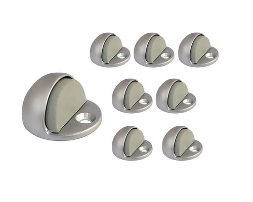 QCAA Low Dome Floor Door Stop, H 25.4 x Diameter 44.5mm, Zinc Die Cast, Satin Nickel, 8 Pack, Made in Taiwan