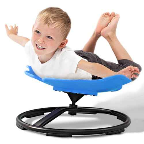 Fanboxk Autism Kids Swivel Chair,Spinning Chair for Autistic Kids & ADHD Children,Indoor or Outdoor Sensory Products,Toddler Coordination Game Toys for Ages 3+ Years.(Blue)