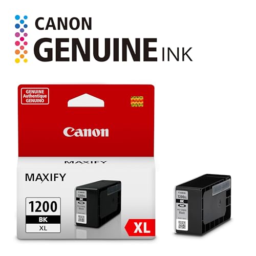Canon PGI-1200XL Genuine Pigment Black Ink Tank, Compatible with MB2120, MB2720, B2020, MB2320 (Optional) Printers