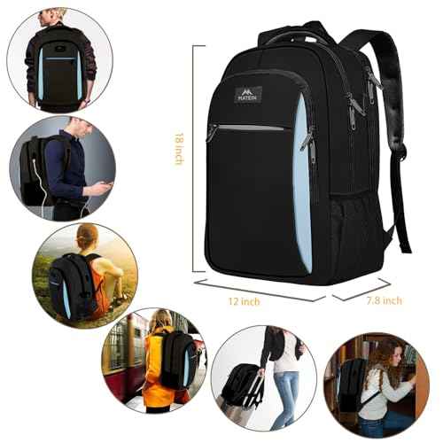 MATEIN Travel Laptop Backpack for Men, Business Anti Theft Slim Sturdy Laptops Backpack with USB Charging Port, Water Resistant College Computer Bag Gift for Women Fits 15.6 Inch Notebook