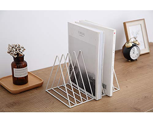 PENGKE File Organizer Triangle Iron Desktop Storage Book Rack Bookshelf Copper Magazine Newspaper Holder Art Desktop Organizer Rack,Gold Pack of 1