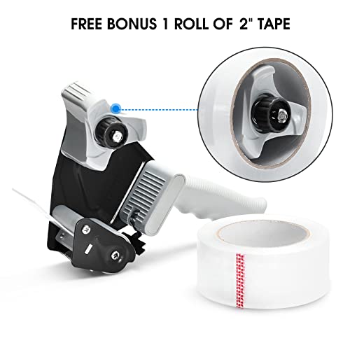 Pacific Mailer 2-Inch Packing Tape Dispenser Gun — Side-Loading, Heavy-Duty Black