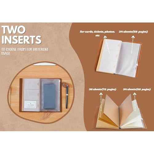 InnoBeta Bourbon gifts Leather Journal Notebook with Pen, for Whiskey Lovers, Men, Women on Birthday, Refillable Sketchbook, Travel Diary, Lined Planner, 7x5 Inches, Brown