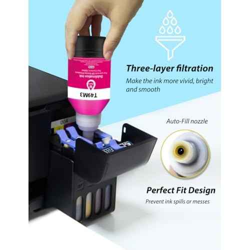 4x140ml T49M Autofill Sublimation Ink Compatible for SureColor F170 F570 Dye-Sublimation Printers (T49M1 T49M2 T49M3 T49M4, 4 Pack)