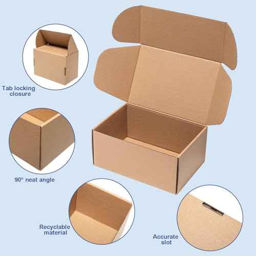 Shipping Boxes 12x9x4 Inches 20 Pack Corrugated Cardboard Mailing Boxes for Small Business, Kraft Medium Literature Mailer Packaging Supplies Brown