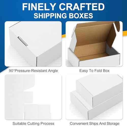 Famagic 30 Pack 13x10x2 Inch Small Shipping Boxes White Corrugated Cardboard Boxes Mailer for Small Business, Mailing Boxes for Packaging Bulk
