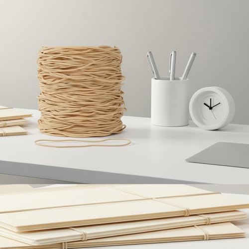 Beige Large Rubber Bands 7in 208pcs – 0.5lb, 14in Circ for Office, Trash Cans & DIY