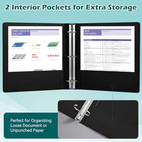 3 Ring Binder 2 Inch 6 Pack,2" Clear View with Round Rings, PVC-Free,Holds for 450 Sheets 8.5X 11 US Letter Size Paper, Durable Black Binders Perfect for Office,School and Home