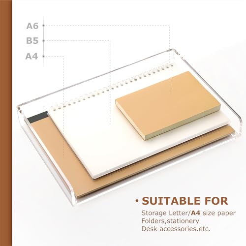 SANRUI Thin 2 Tier Stackable Acrylic Letter Tray - A4 Desk Organizer