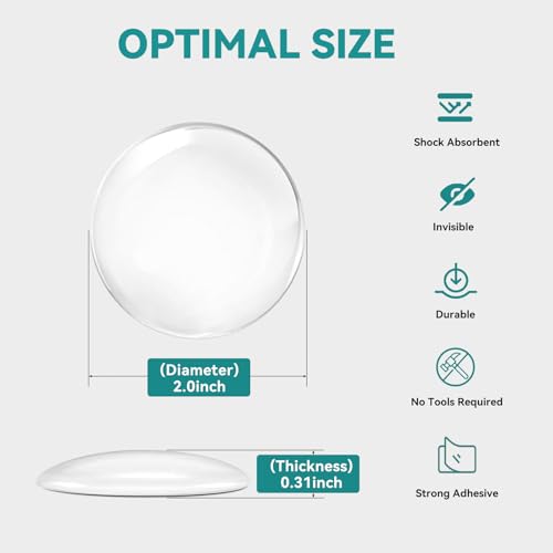 Door Stoppers for Wall 2" Silicone Door Knob Wall Protectors 6 Pack - Clear, 6/Medium