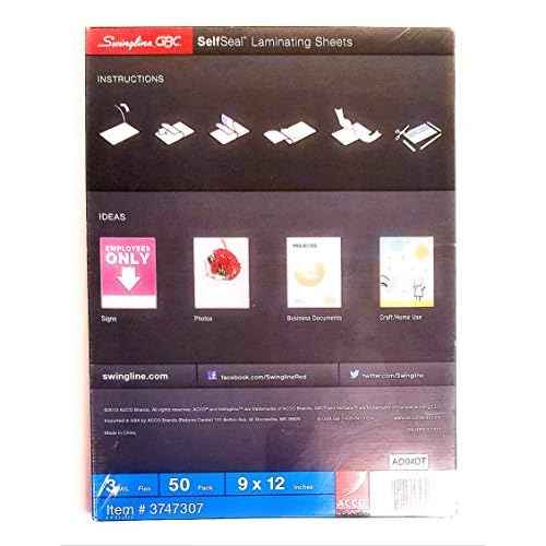 SelfSeal Single-Sided Letter-Size Laminating Sheets, 3mil, 9 x 12, 50/Pack