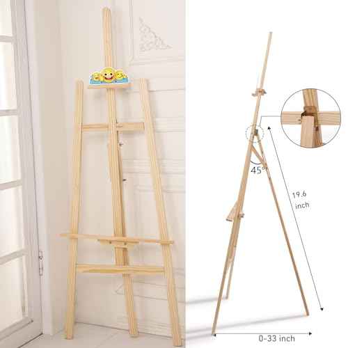 Wooden Easel Stand for Sign and Painting - Adjustable Artist Easel for Adults - Home & Wedding Display, Art Easel with Canvas Holder for Studio, Classroom