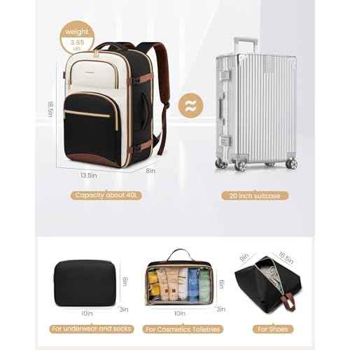 LOVEVOOK Travel Essentials Carry on Backpack 40L Travel Backpack for Women Men,Waterproof TSA Personal Item Travels Bag Airline Flight Approved,Large Carry on Luggage Laptop Backpack with Packing Cube