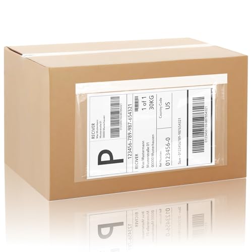 100 Clear Waterproof Shipping Label Sleeves with Strong Adhesive - 4.5 x 5.5 Inches