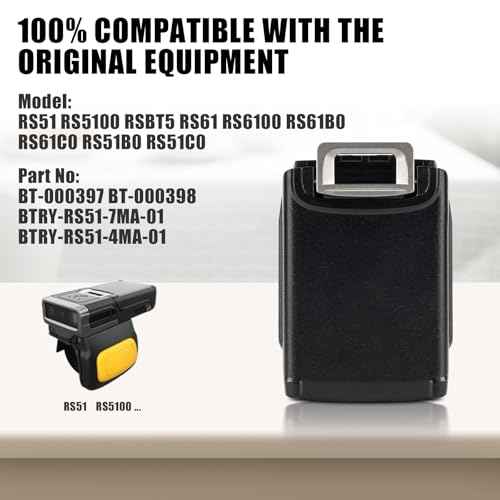 RS5100 Battery Replacement,BT-000397 for Zebra Ring Scanner RS51 RS5100 RS61 RS6100 RSBT5 RS51B0 RS51C0,BT-000398 BTRY-RS51-7MA-01 BTRY-RS51-4MA-01,480mah/3.85v.Lithium-ion