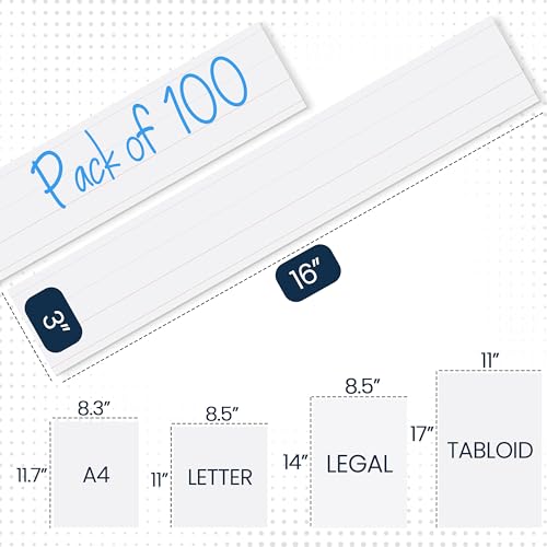 100 Pack Dry Erase Sentence Strips - 16x3 Inches, Laminated, White, Essex Wares