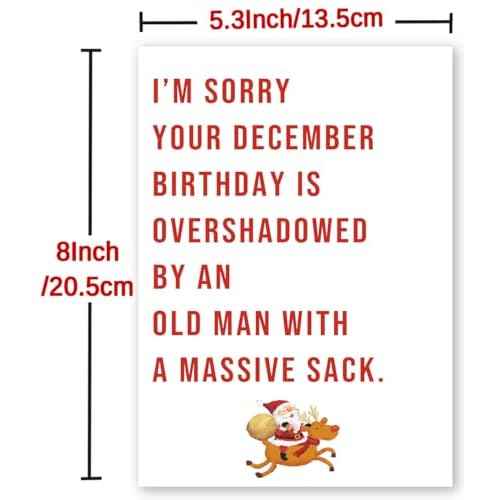 Funny December Birthday Card for Women Men, Happy Xmas Holiday Birthday for Best Friends, Hilarious Christmas Birthday Card Gifts for Him Her